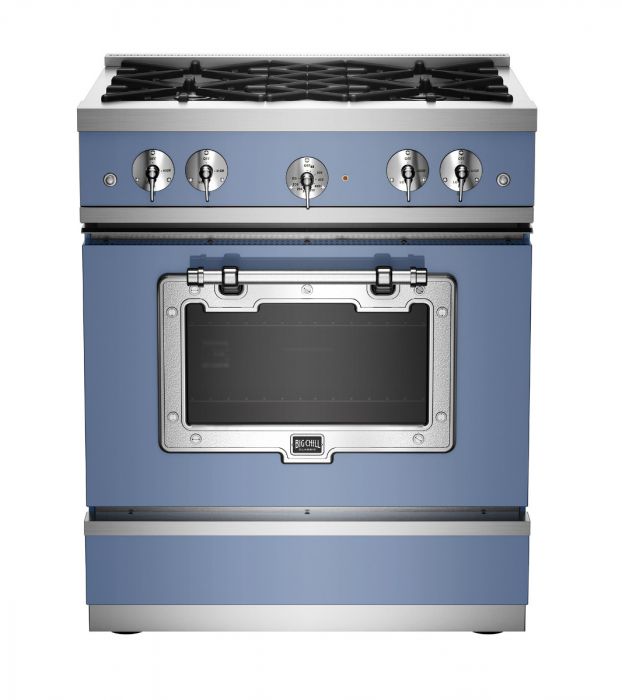 Big Chill Classic 30″ Stove in Pastel Blue 5024 with Chrome trim