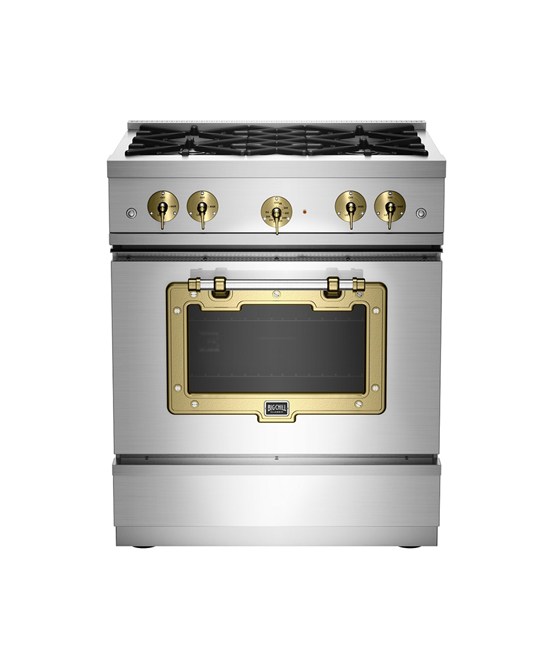  30" Classic Stove Classic Collection Stainless Steel with Brushed Brass Trim