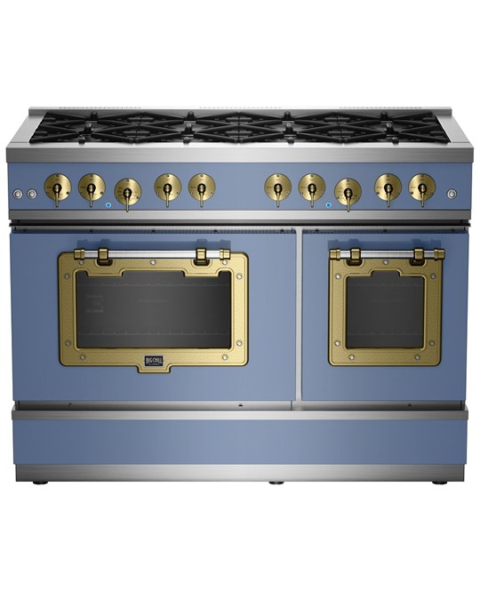  48" Classic Stove Classic Collection Pastel Blue Brushed Brass